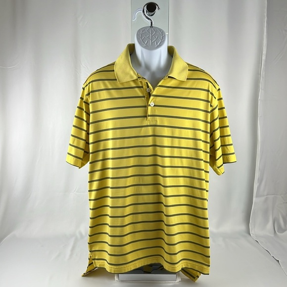Adidas ClimaCool Wicking Golf Polo Short Sleeve Shirt Men’s Large Yellow Navy - Picture 12 of 13